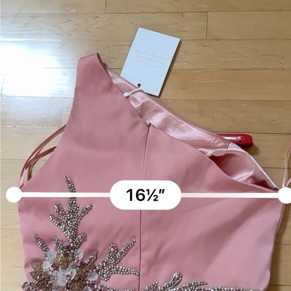 MAC DUGGAL Embellished One Shoulder Asymmetrical Gown in Rose 6 NWT - Picture 12 of 16